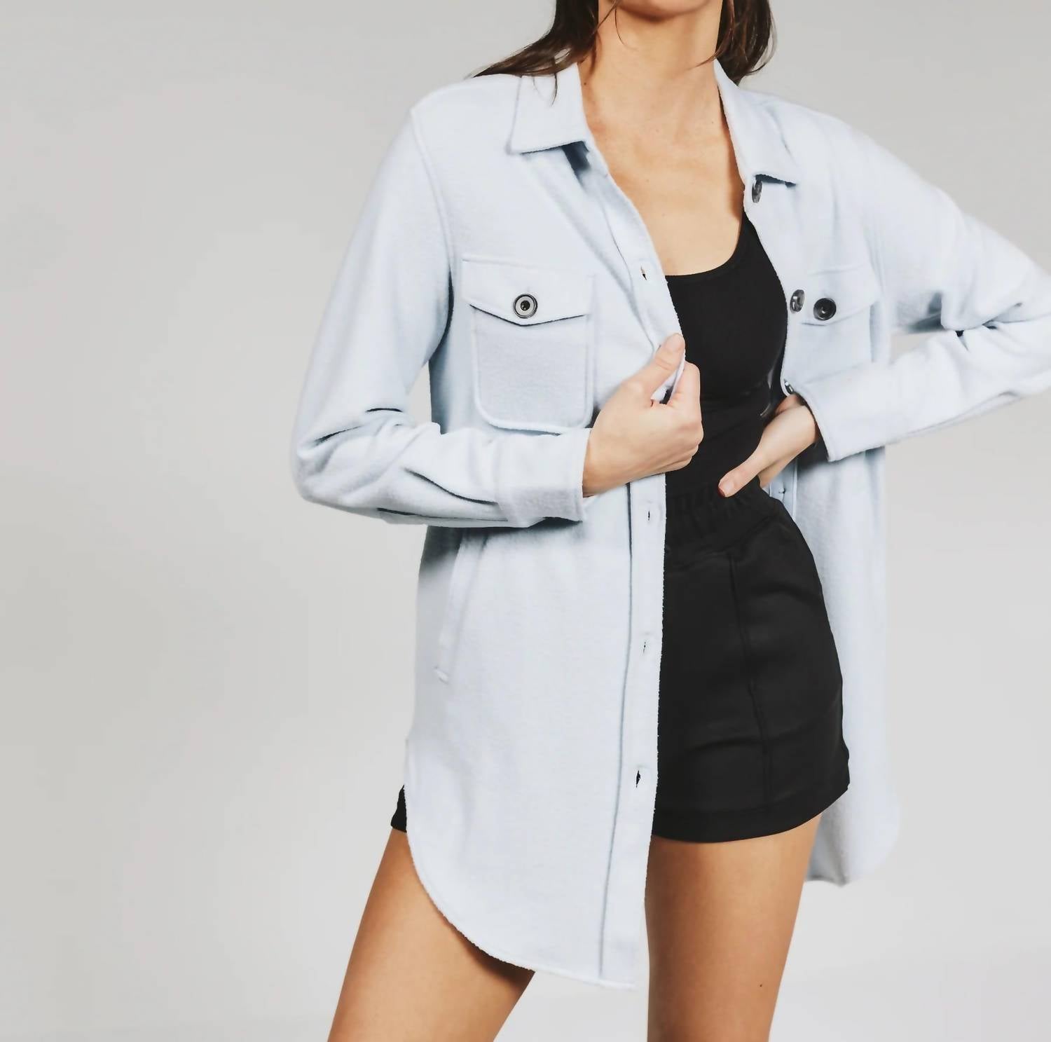 7Diamonds Generation Buttery-soft Shacket in ice blue - women's jacket - view 4