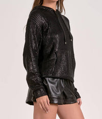 Elan - Farrah Metallic Hoodie Sweater