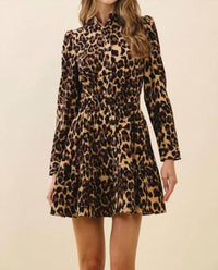 Tcec - Leopard Print Mini Shirt Dress