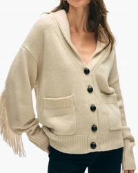 White + Warren - CASHMERE BLEND LUXE FRINGE COATIGAN