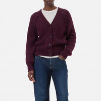 CLOSED Waisted Cardigan Alpaca Sweater in burgundy - women's sweater