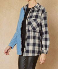 Entro - Denim & Plaid Top