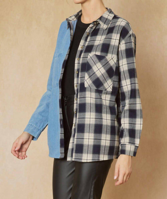 Entro - Denim & Plaid Top