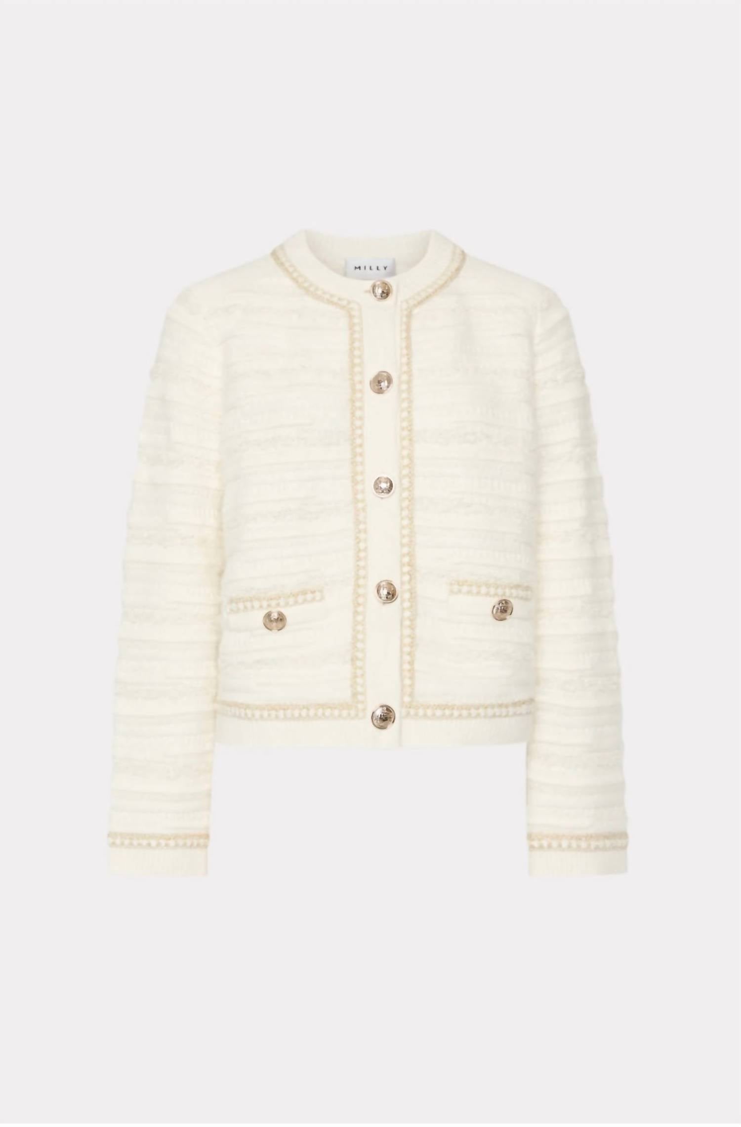 Milly - Metallic Textured Knit Jacket
