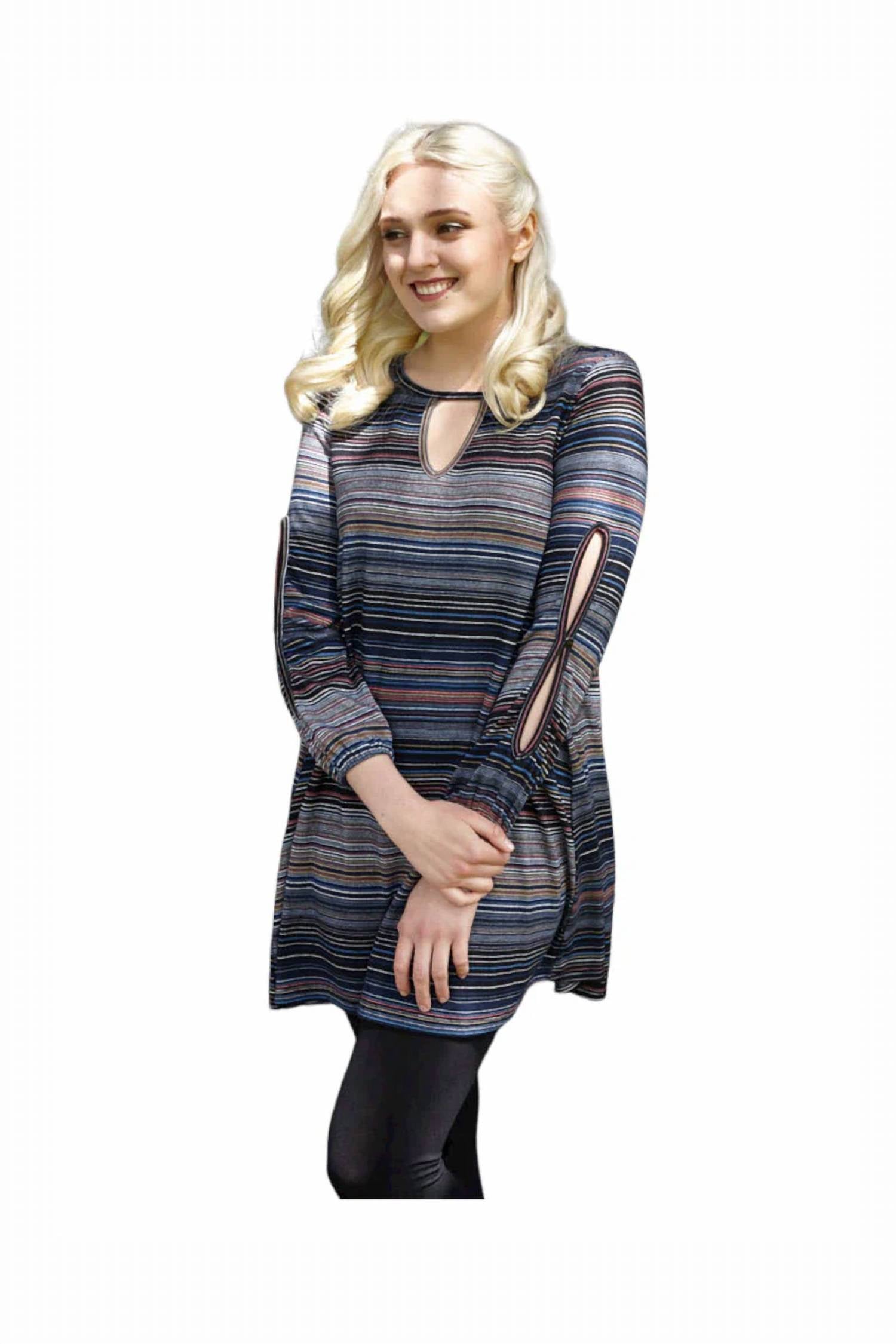 Papillon - Multi Stripe Open Sleeve Dress