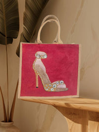 Dana'S Uncommon Glass - Women's Golden Heel Jeweled Muse Tote Bag