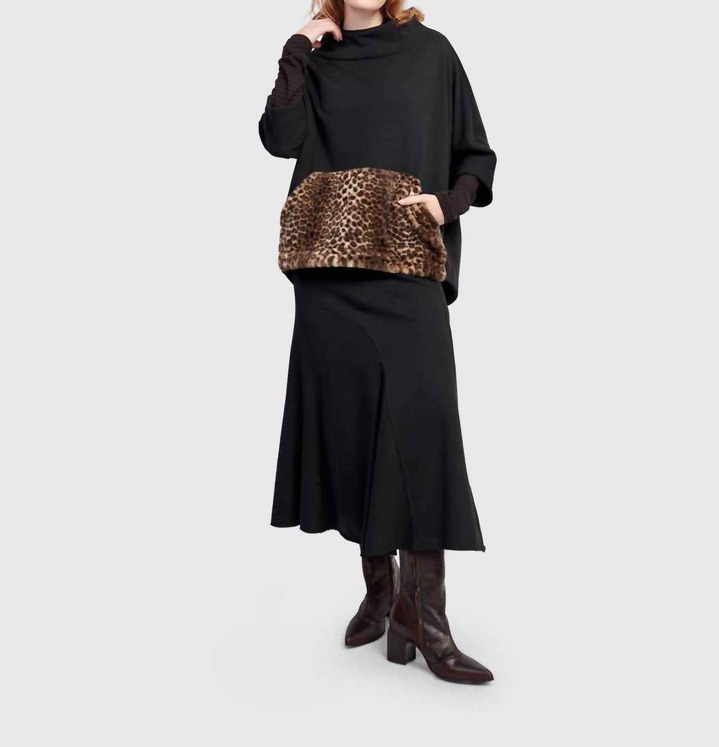 ALEMBIKA Urban Muff Pullover Top in black - women's top - view 6