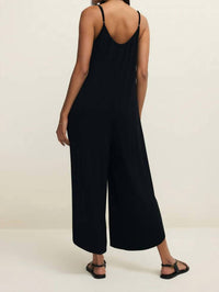 Z Supply Relaxed Fit Flared Jumpsuit in black - women's pants - detail view