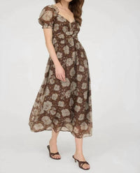 Blu Pepper - Floral Sweetheart Back Tie Midi Dress