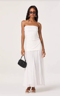 Astr - Yvonne Mixed Media Strapless Maxi Dress