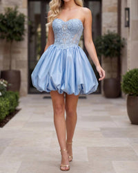 Nox Anabel - Strapless Lace Mini Homecoming Dress