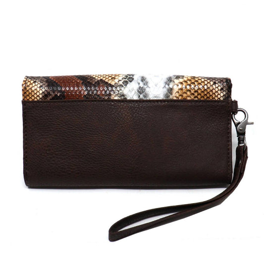 M.A.B.E. - Women's Studded Python Print Clutch Wallet