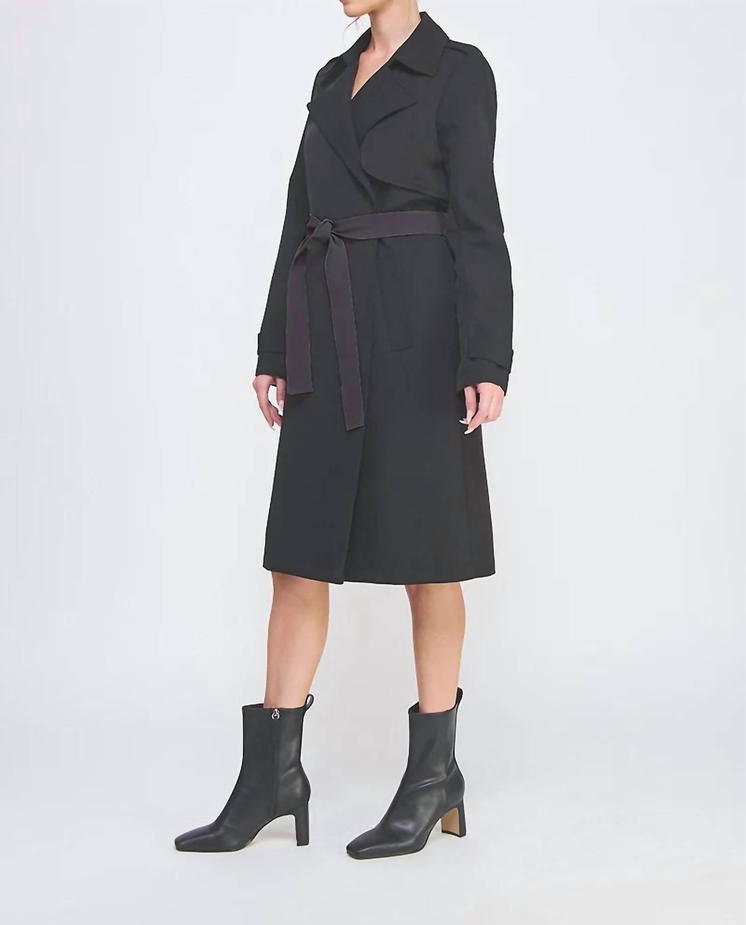 Allie Rose - Long Sleeve Tie Waist Trench Coat