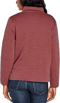 Three Dots - Quilted Fleece Mock Neck Jacket