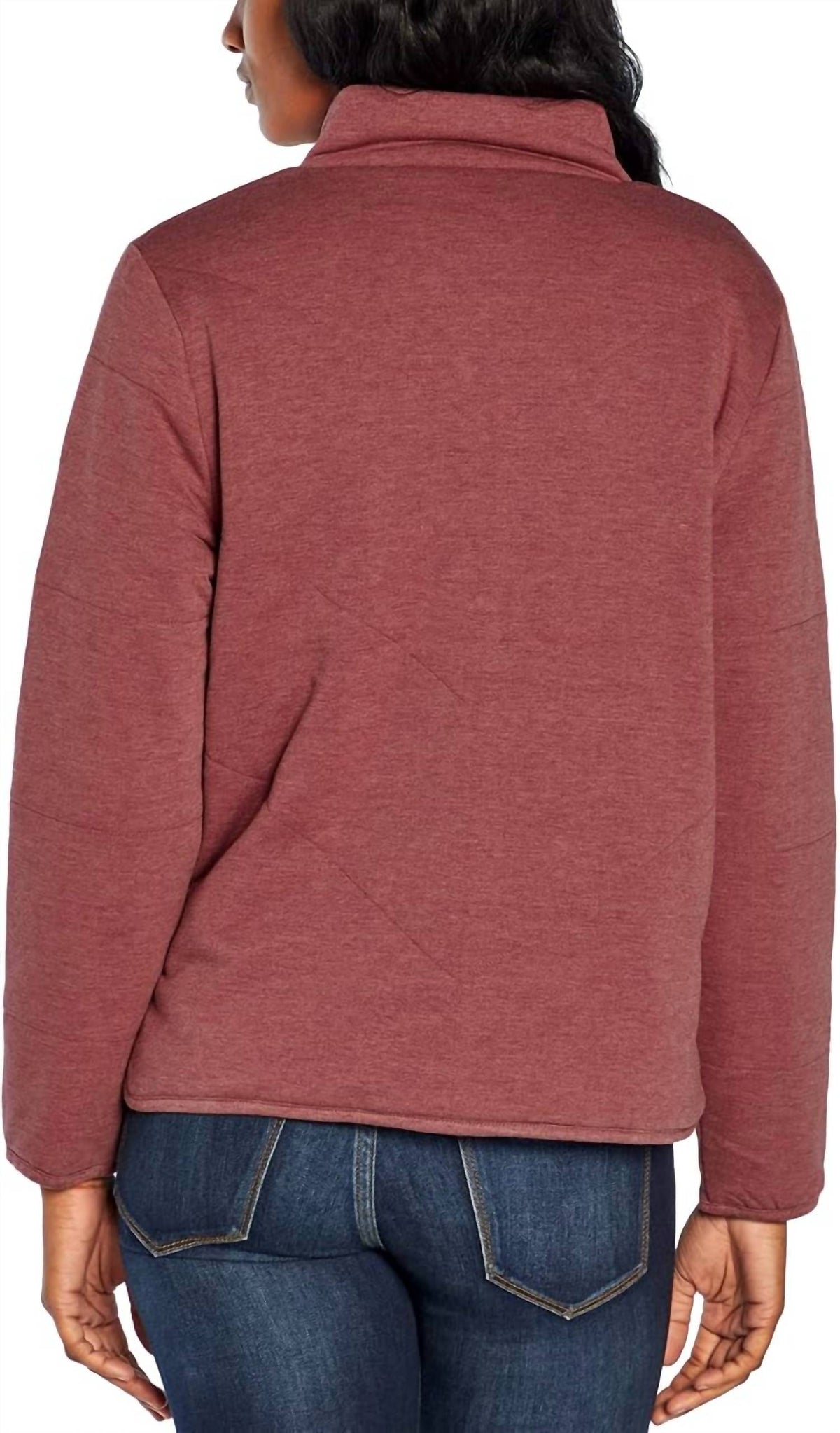 Three Dots - Quilted Fleece Mock Neck Jacket