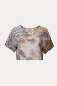 TIE-DYED SILK CHARMEUSE CROP TOP