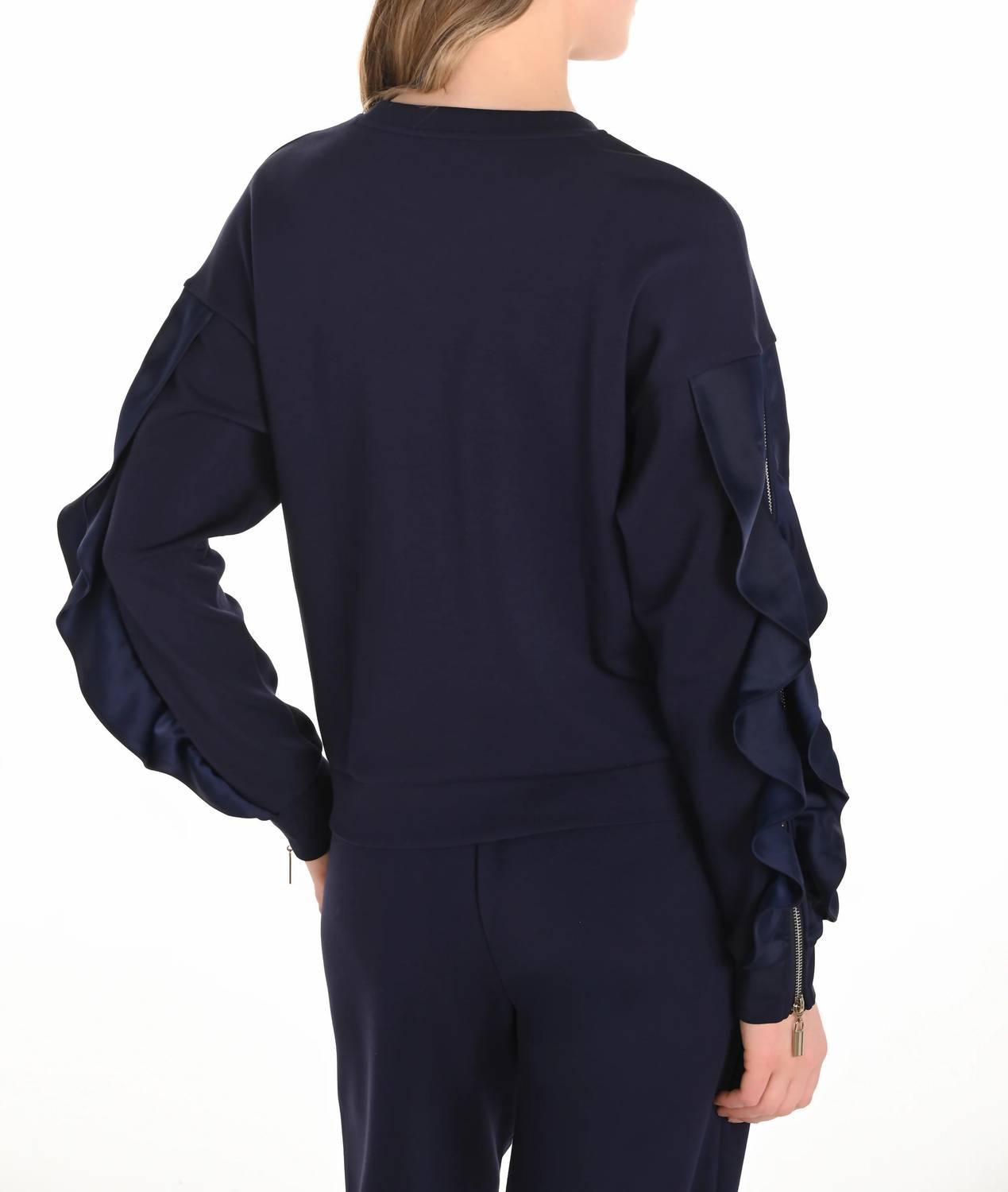 Frank Lyman - Maeve Ruffle And Zipper Long Sleeve Top