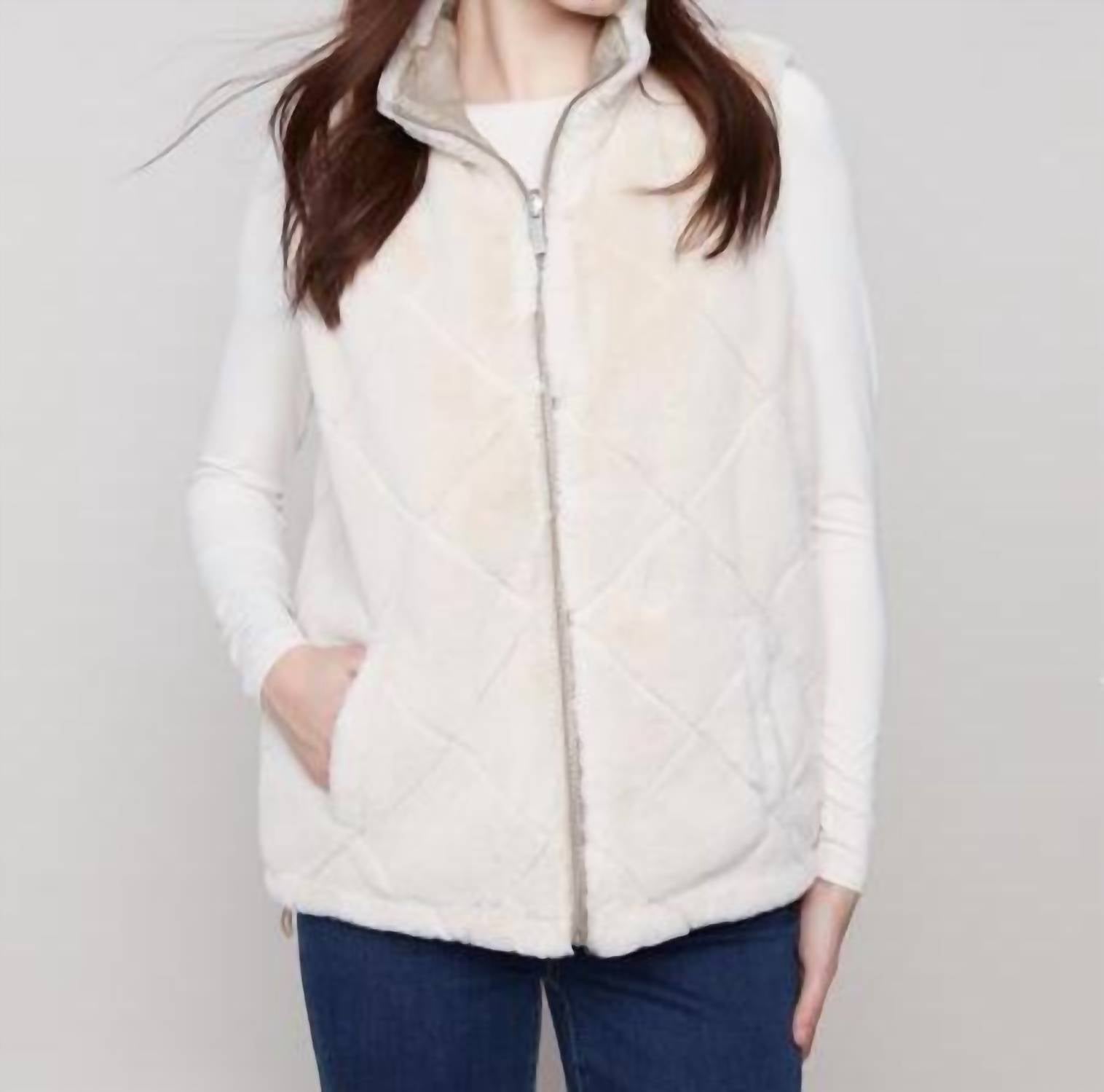 Charlie B - Reversible Quilted Faux Fur Nylon Vest