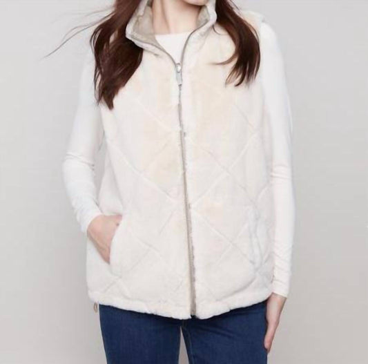 Charlie B - Reversible Quilted Faux Fur Nylon Vest