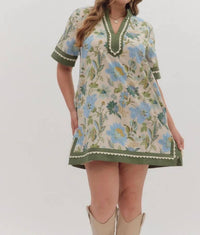 Entro - Floral Print Cotton Mini Dress
