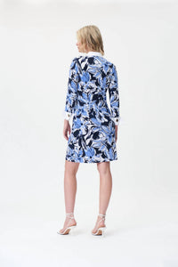 Joseph Ribkoff Floral Sheath Midi Dress in blue vanilla - women's dress - alternate view