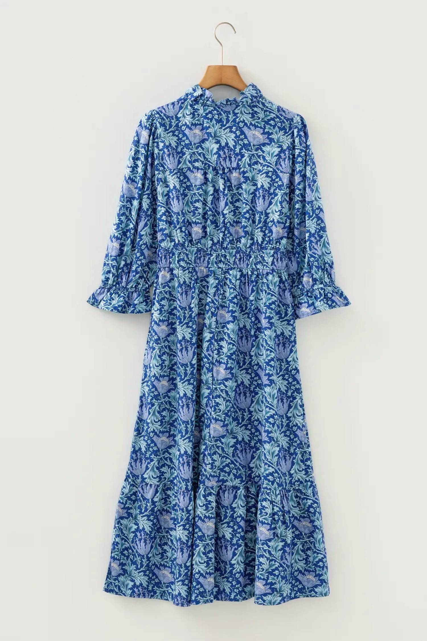 Unishe - Tonal Floral Midi 3/4 Sleeve Dress