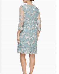 Alex Evenings Embroidered Mock Jacket Cocktail Dress in gray - women's dress - detail view
