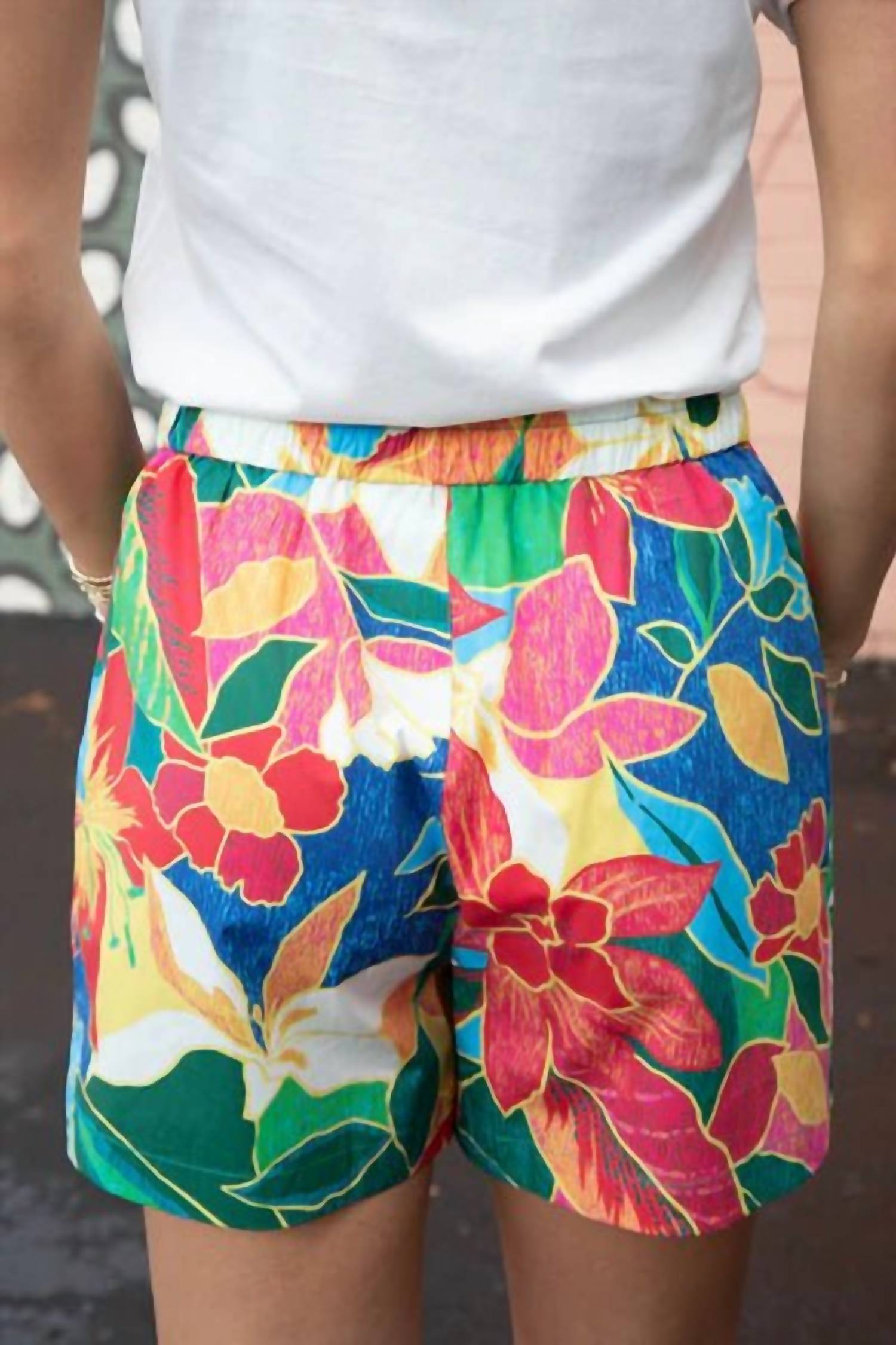 Skies Are Blue - Palm Breeze Hawaiian Print Shorts
