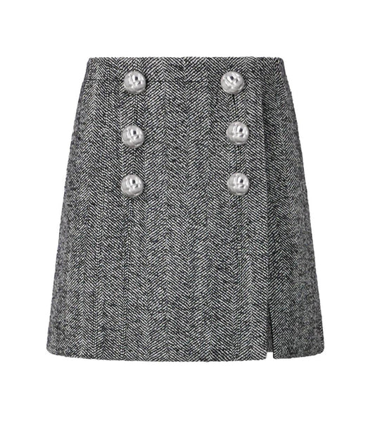 Rabanne - A-Line Mini Herringbone Skirt