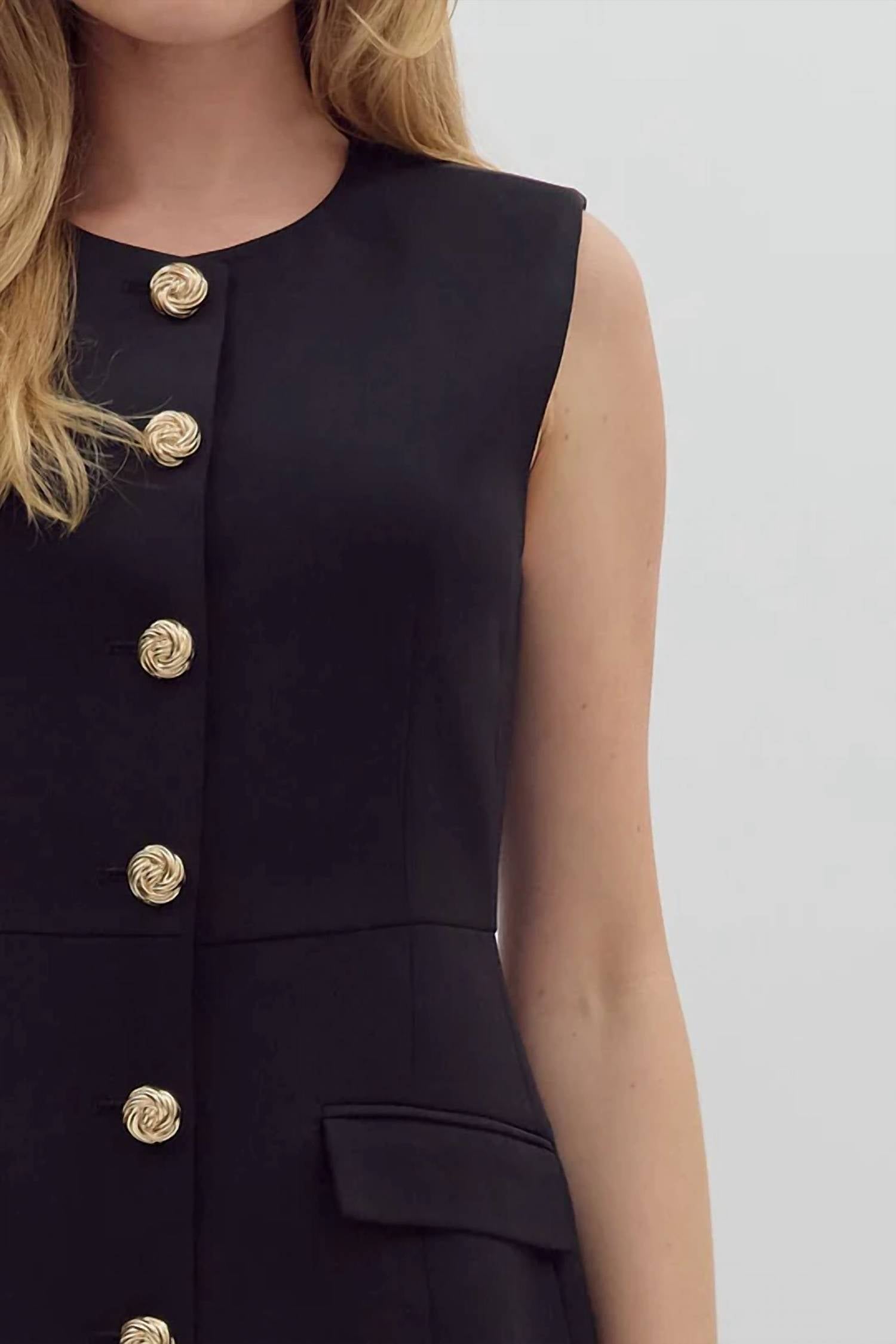 Entro - Alva Structured Button Sleeveless Mini Dress