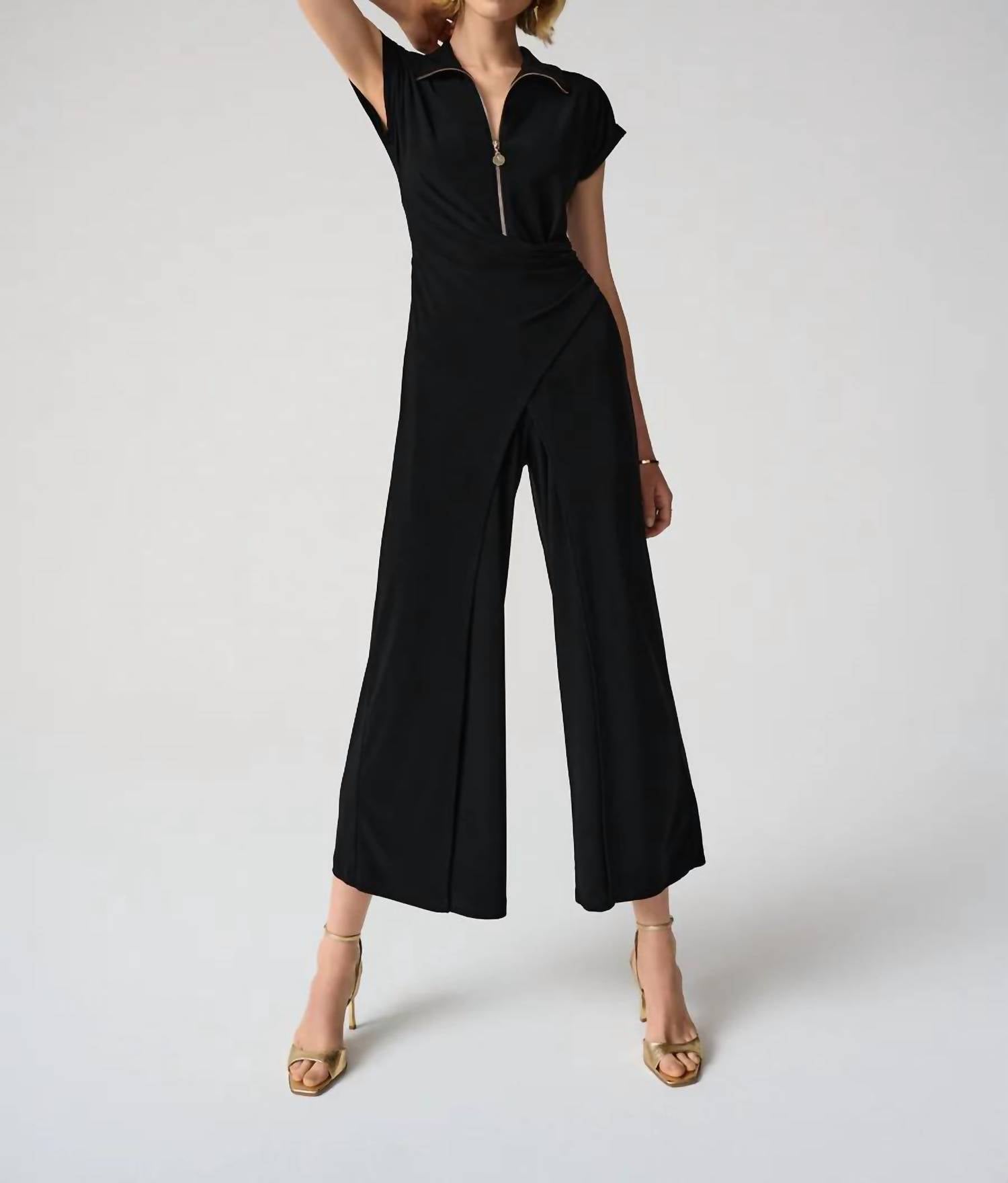 Joseph Ribkoff - Silky Knit Culotte Jumpsuit with Gold Zipper