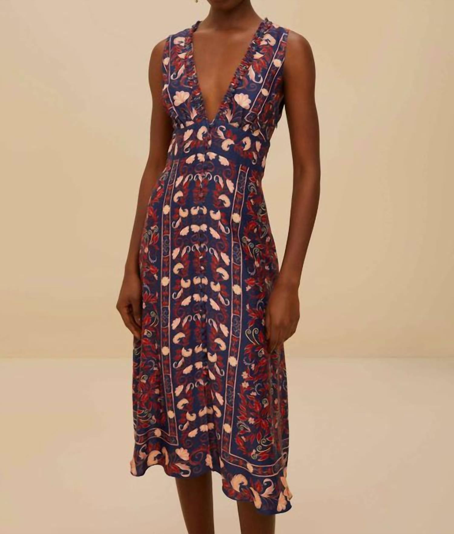 Farm Rio - Boho Floral Scarf Midi Dress