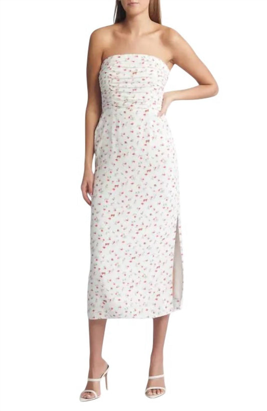 Wayf - Birdie Ruched Strapless Midi Dress