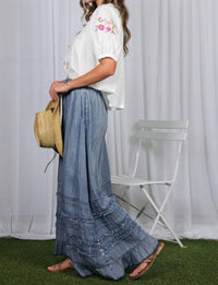 Vine & Love - Ruffle Frayed Hem Maxi Skirt