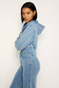 Good American - Jeanius Cropped Zip Hoodie