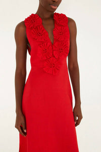 Farm Rio - Flower Appliqué Midi Dress