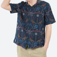 Wax London Didcot Short Sleeve Shirt in navy - men's t-shirt - alternate view