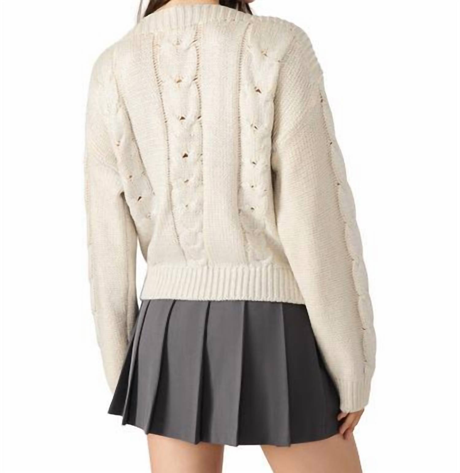 STEVE MADDEN Debbie Metallic Coated Sweater in cream silver - women's sweater - detail view