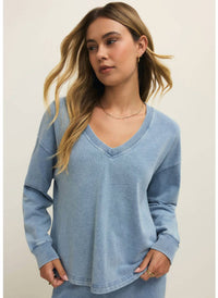 Z Supply - Delphine Knit Denim Pullover Sweatshirt