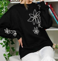 Vine & Love - Flower Embroidered Sweatshirt