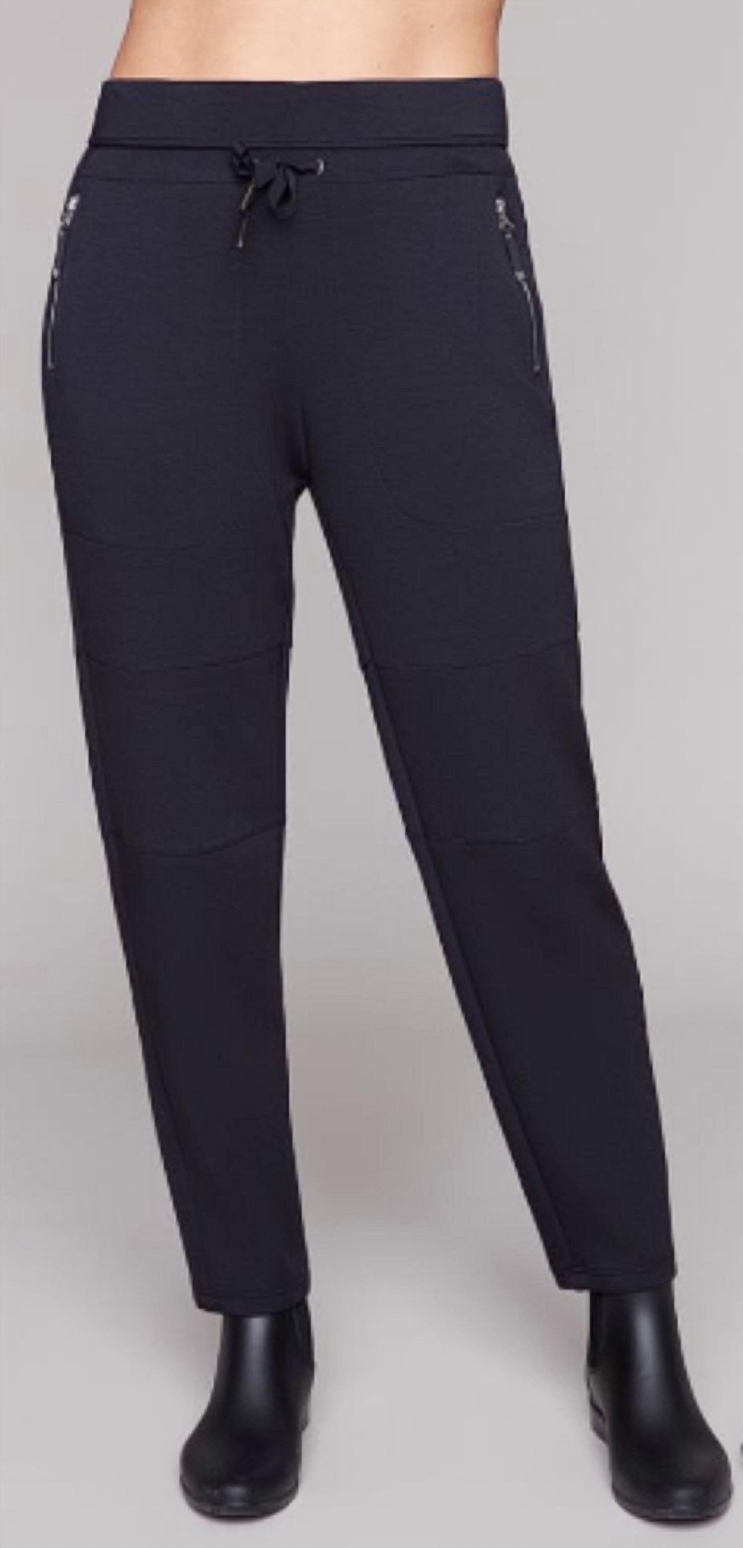 Carre Noir Stylish Side Zipper Knit Pant in black - women's pants
