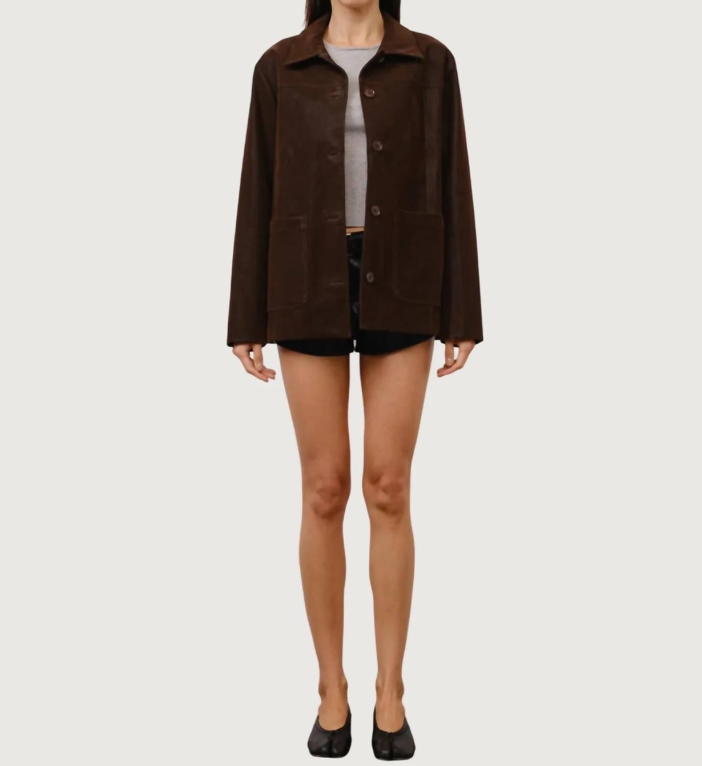 Loucia - Iris Suede Button Front Jacket