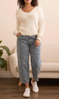 Tribal - Drop Shoulder V-neck Sweater