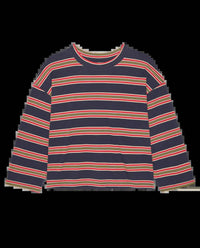 THE GREAT. The Field Tee in scout stripe - women's long sleeve top - view 4