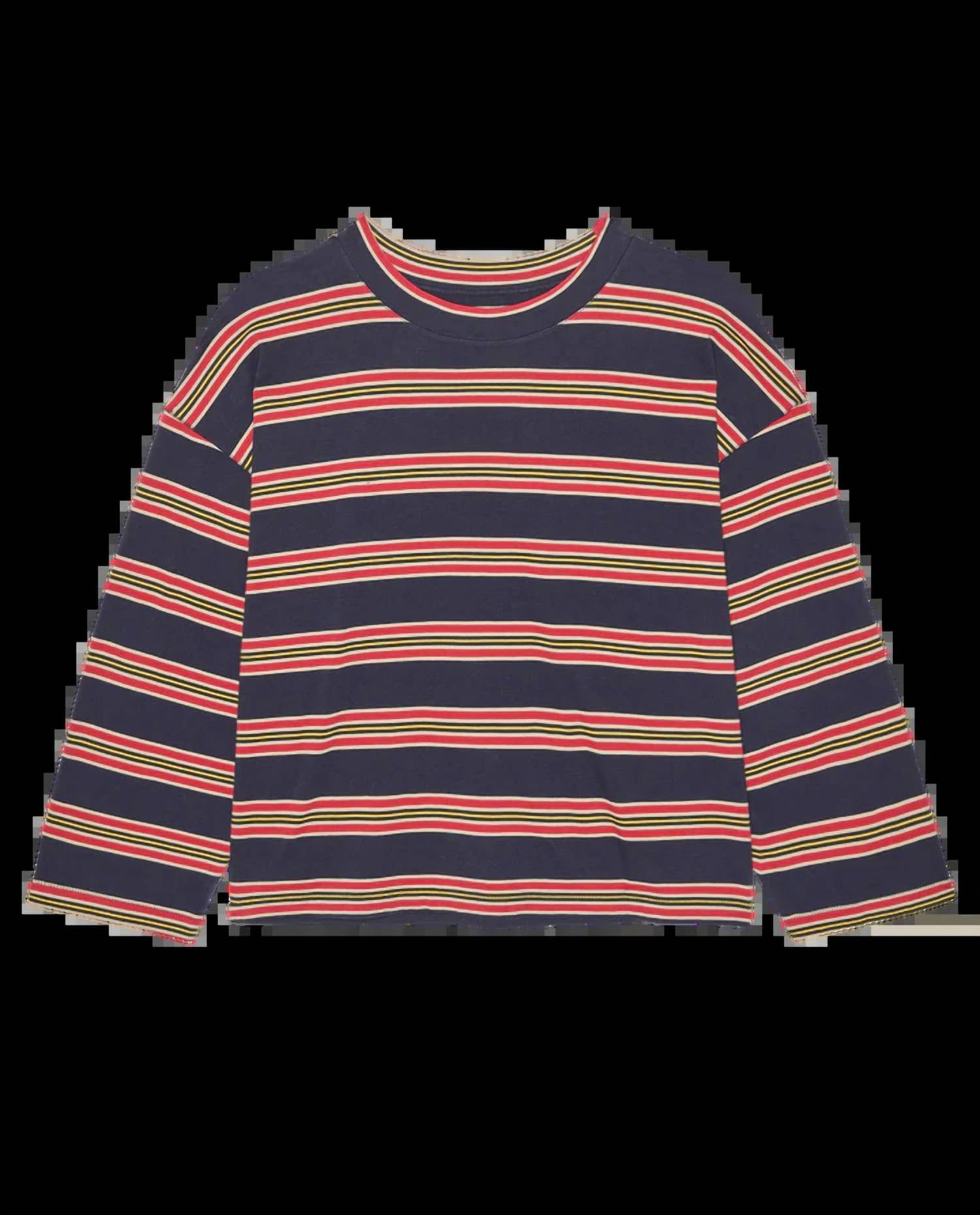 THE GREAT. The Field Tee in scout stripe - women's long sleeve top - view 4