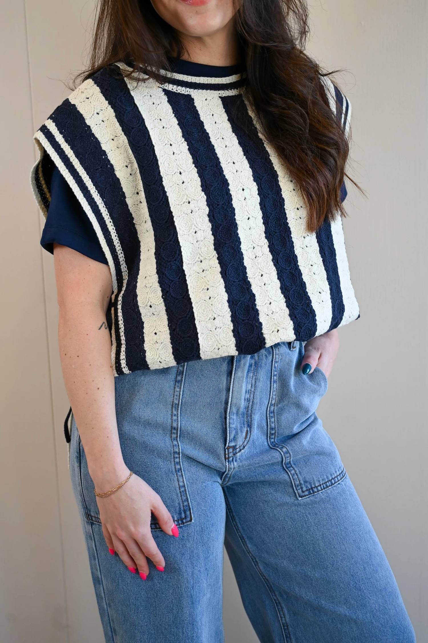 Frnch - Moss Street Stripe Side Tie Top