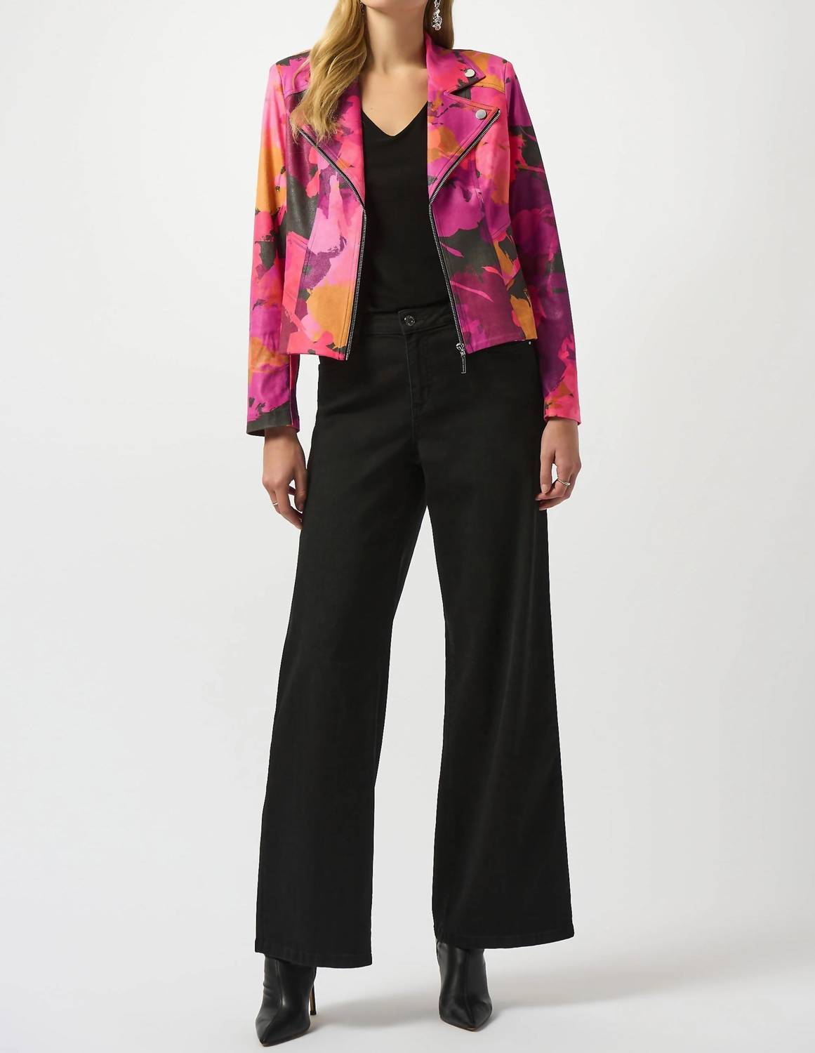 Joseph Ribkoff - Abstract Faux Suede Moto Jacket