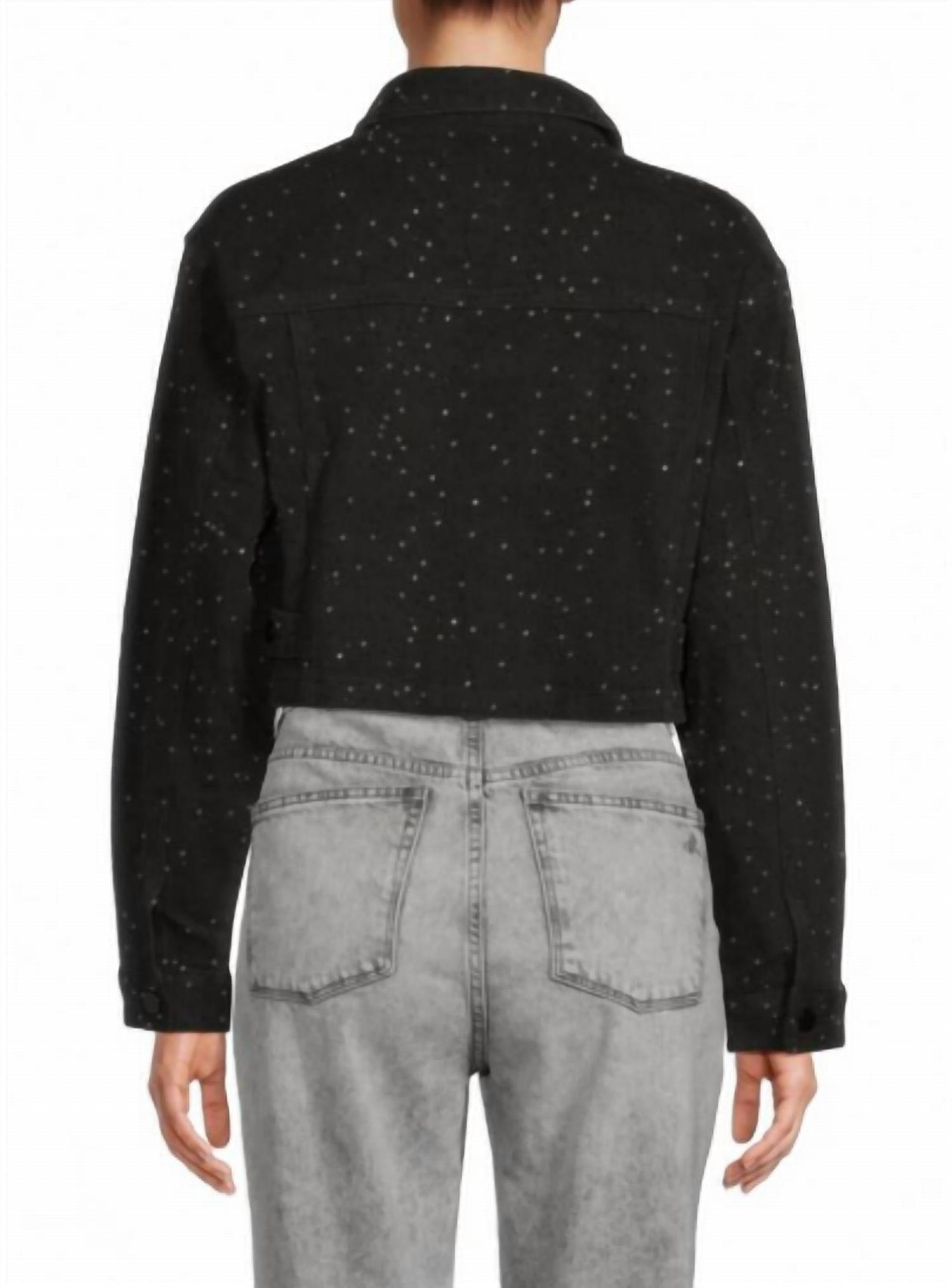 Vintage Havana - Rhinestone Denim Crop Jacket