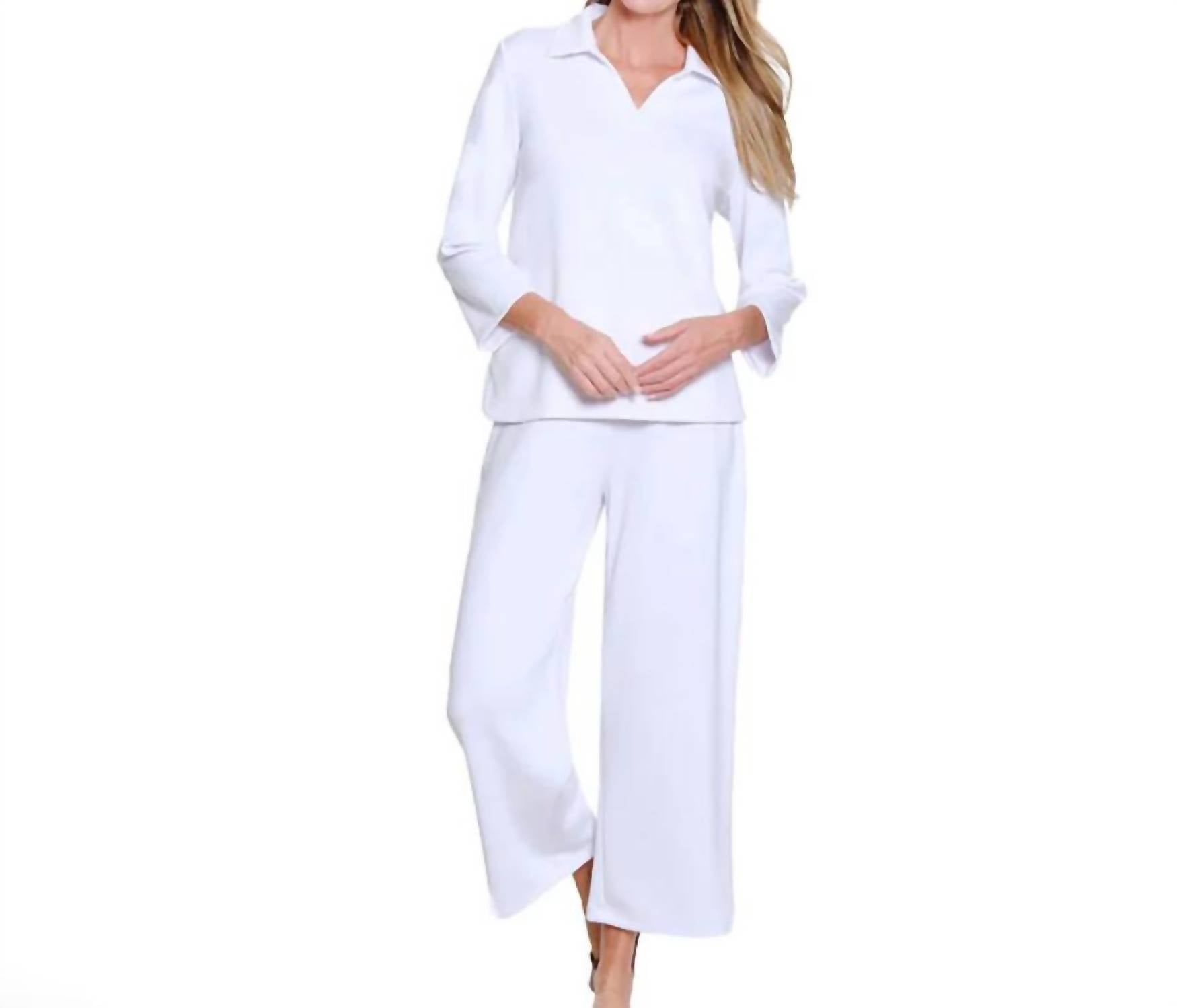 Multiples - Johnny Collar 3/4 Sleeve Top