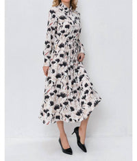 Miss Finch Nyc - Modest Floral Midi Dress with Light Front Tie